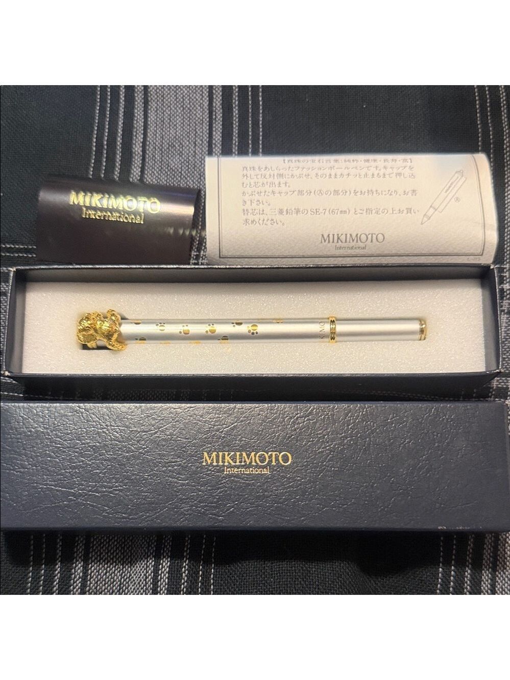 collectible Mikimoto ballpoint pen featuring a bear motif with Pearl